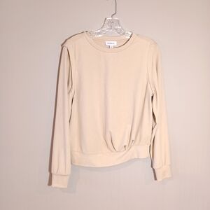Evereve Cream Long Sleeve Pullover Sweatshirt Top Size S